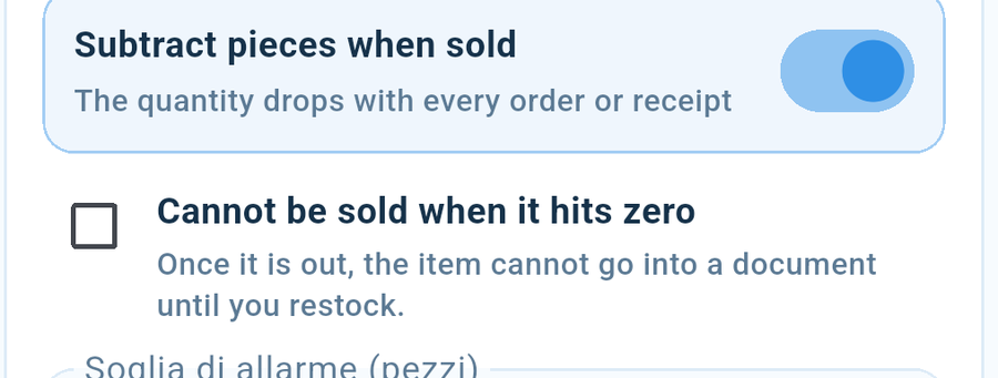 The switch that turns on counting, and the total that comes from variants.