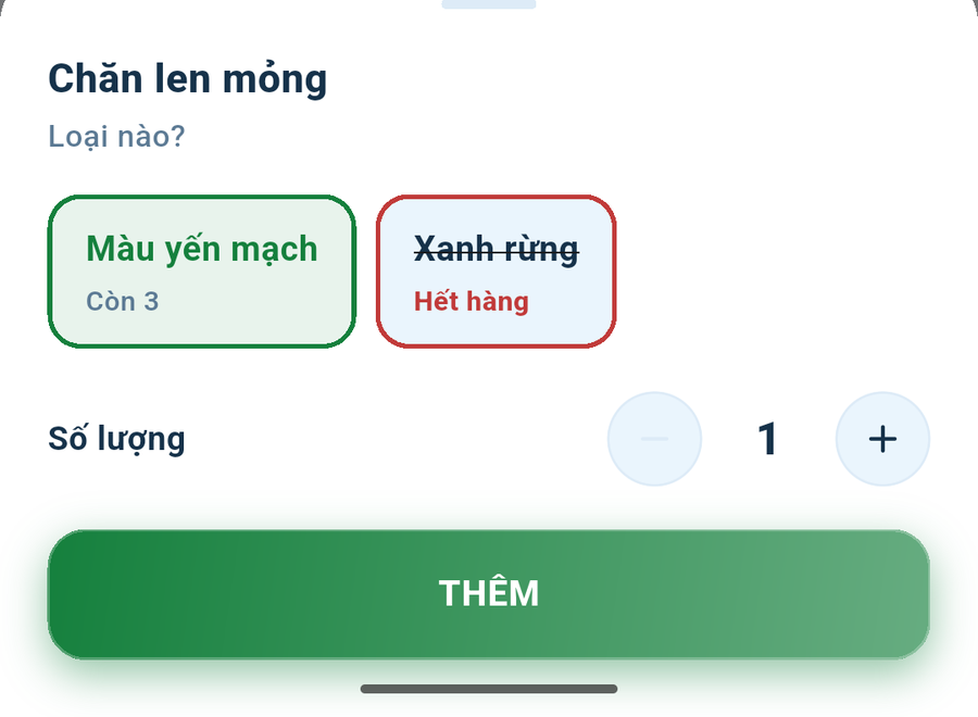 Chọn phiên bản xong thì đặt số lượng.