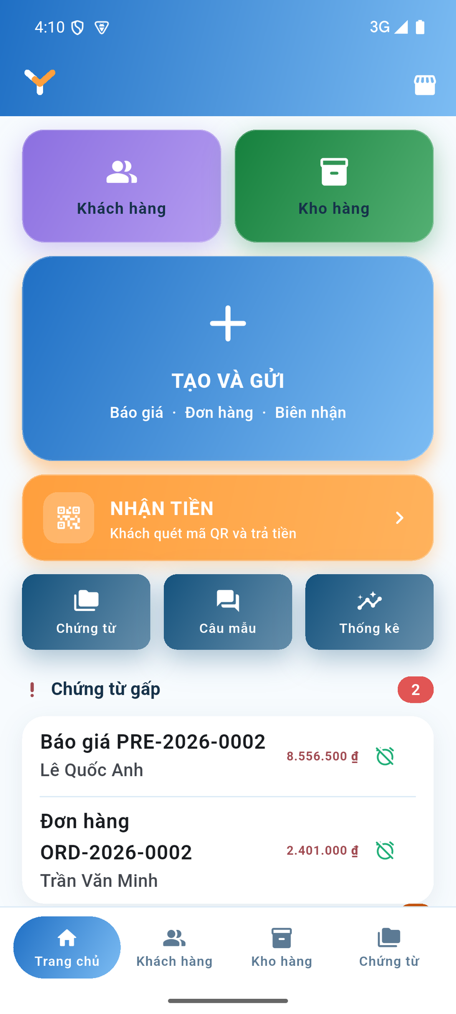 Màn hình Trang chủ.