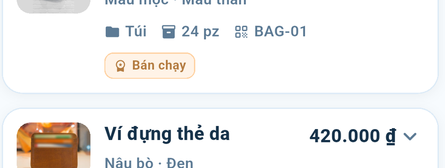 Công tắc bật đếm số lượng, và tổng số lấy từ các loại.